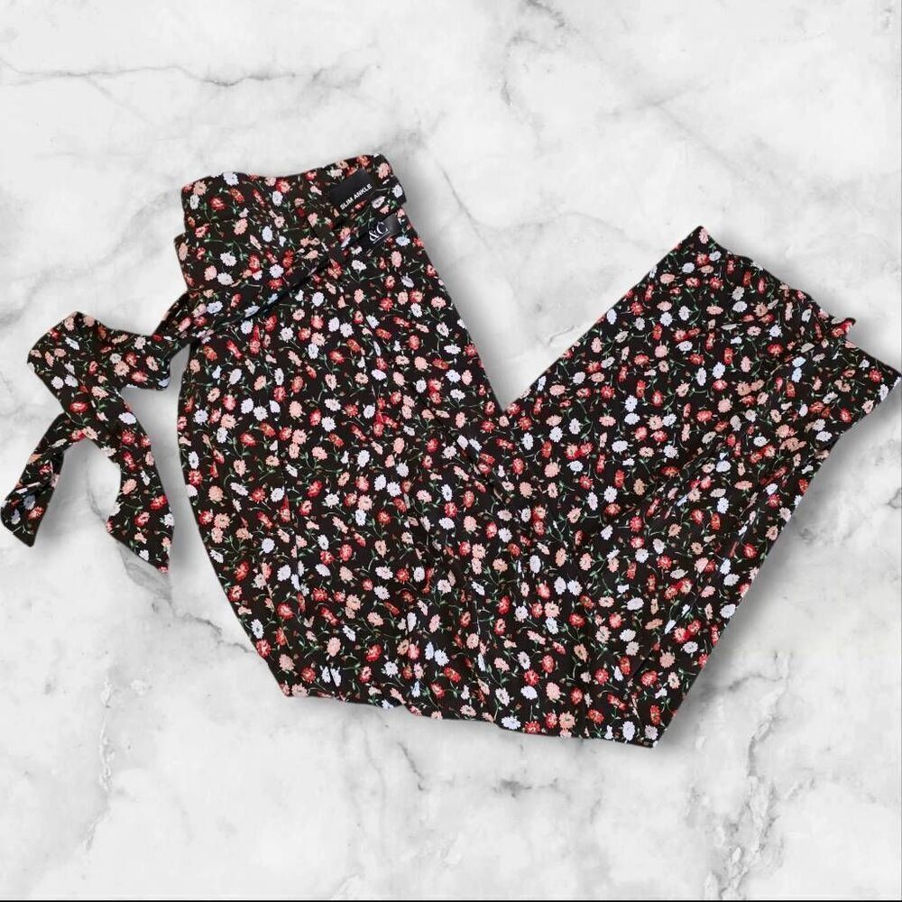 New York & Company Small Floral Brown Pants